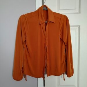 Adrianna Papell Button Down Shirt with Notched Collar and Full Sleeves